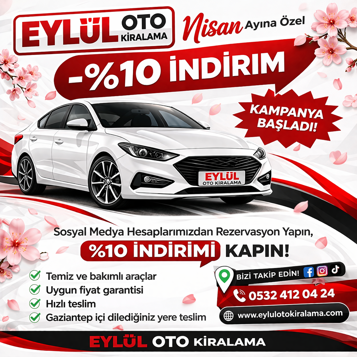 Nisan Ayına Özel Gaziantep Araç Kiralama Kampanyası Eylül Oto Kiralama